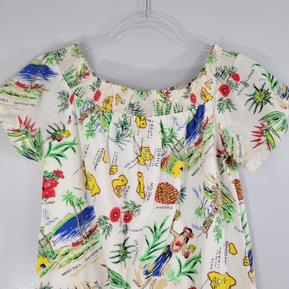 J. CREW colorful Hawaiian printed off-shoulder cotton popover mini shift dress - Picture 6 of 14